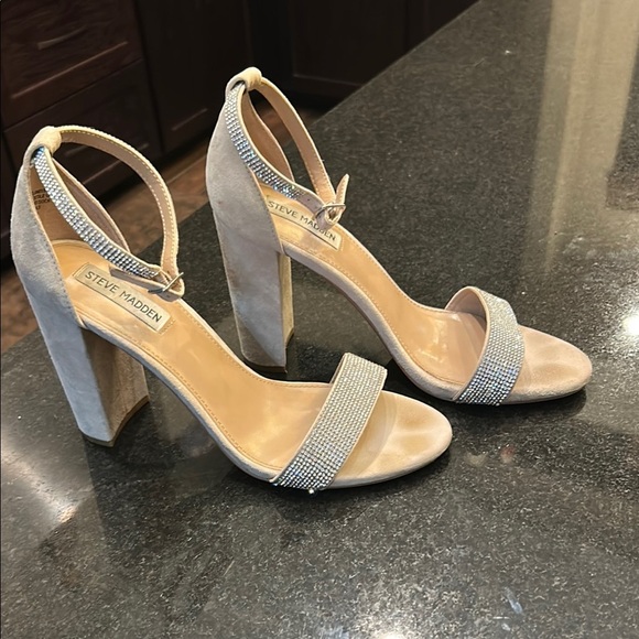 Steve Madden Cream High-Heeled Rhinestone Sandals - Picture 2 of 7
